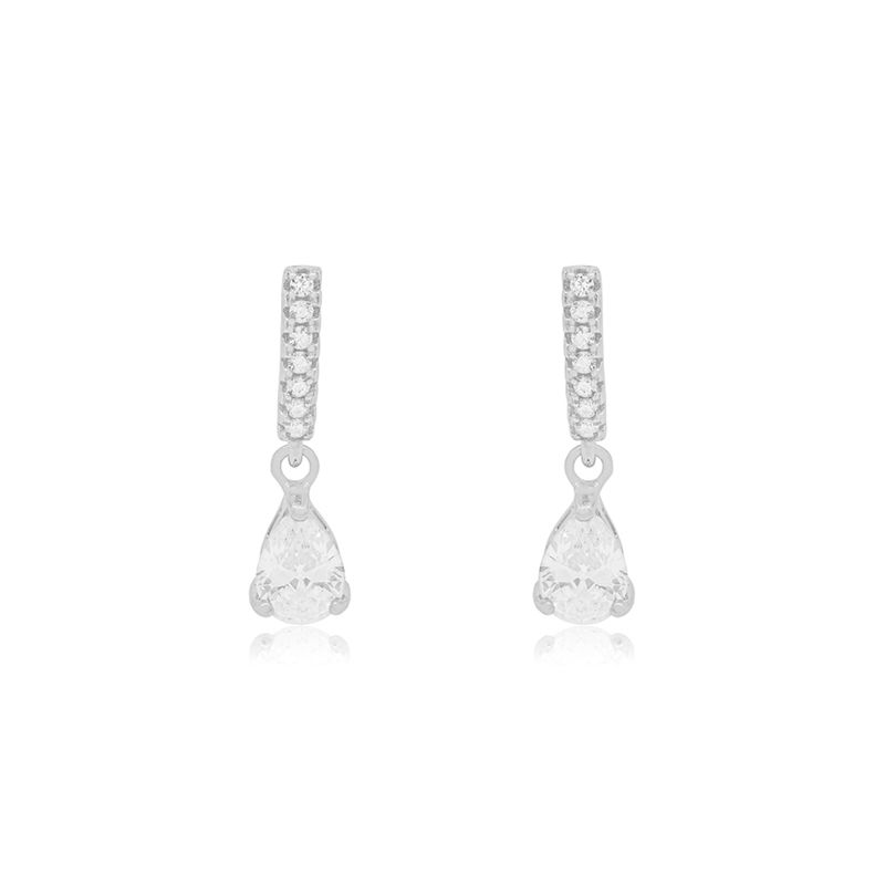 JB JOYAS BARON - Aros de Plata Esterlina 925 Gota Circon