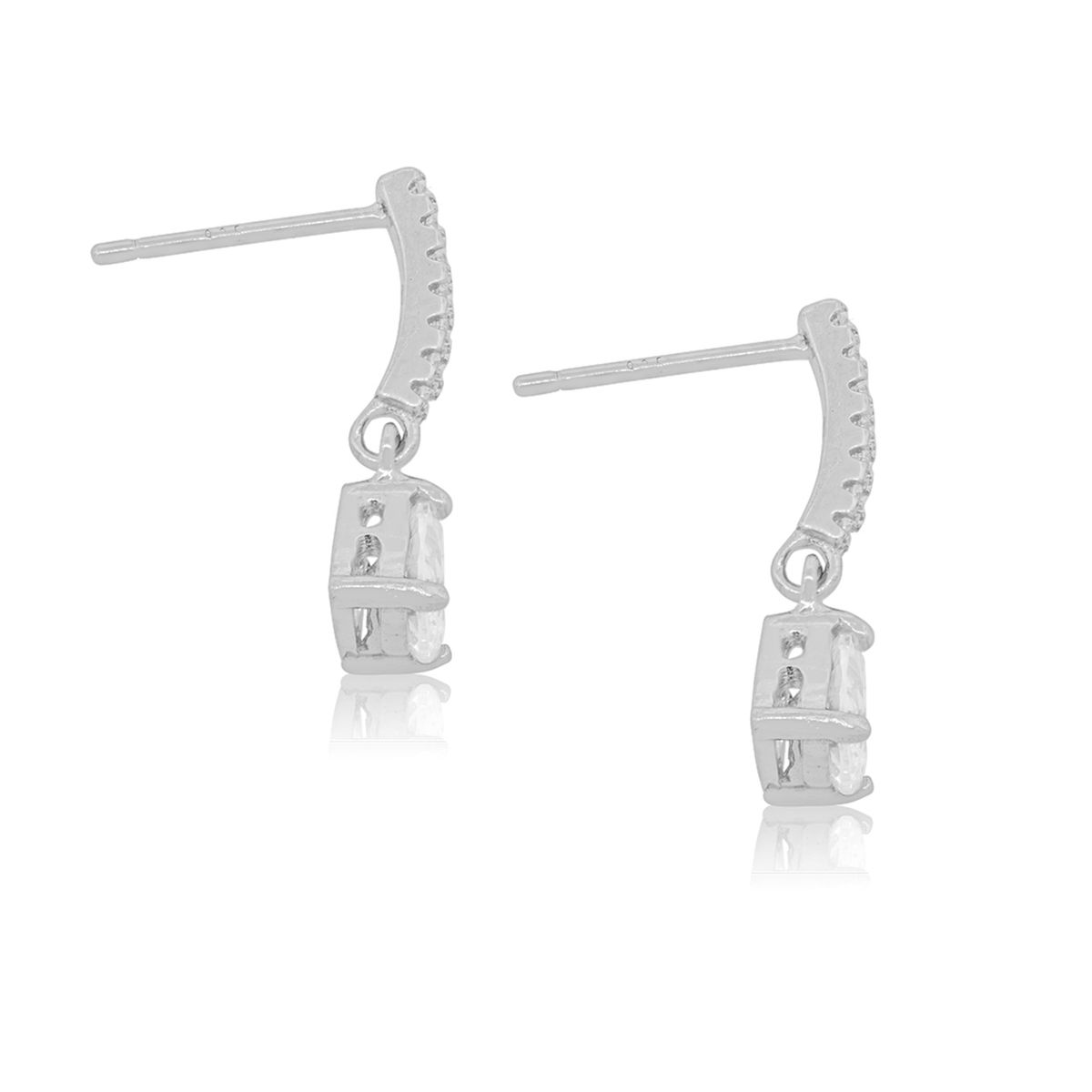 JB JOYAS BARON - Aros de Plata Esterlina 925 Gota Circon