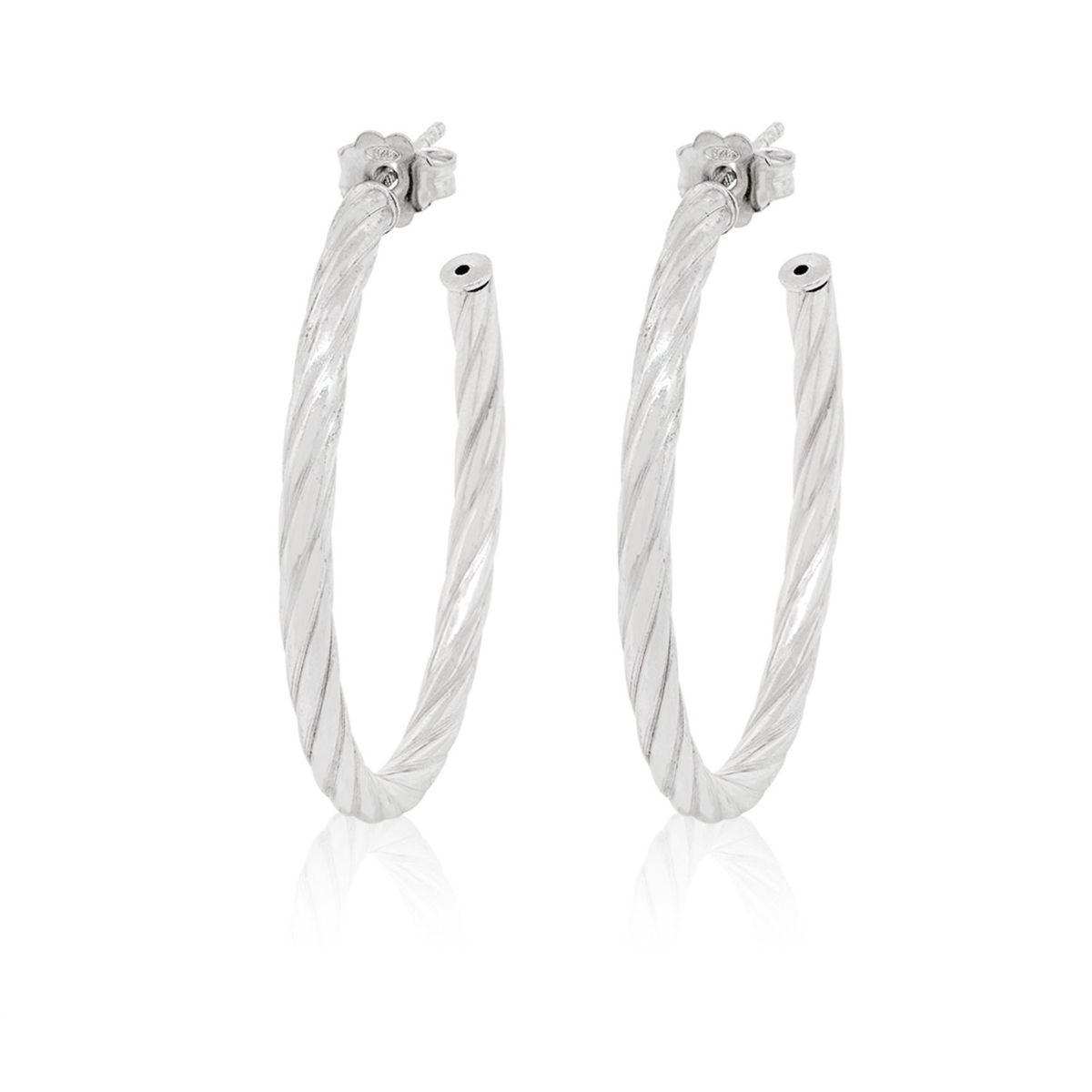 JB JOYAS BARON - Aros de Plata Esterlina 925 Argollas Torcidas