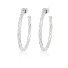 JB JOYAS BARON - Aros de Plata Esterlina 925 Argollas Torcidas
