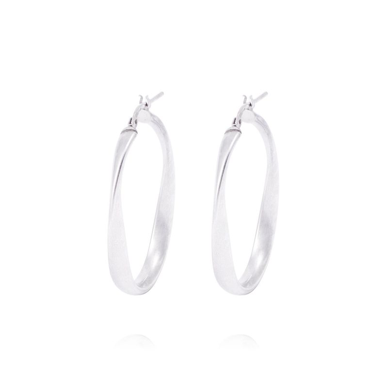 JB JOYAS BARON - Aros de Plata Esterlina 925 Ovalado Torcido