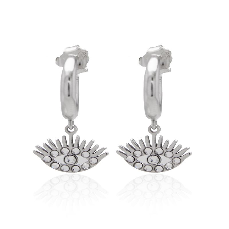 JB JOYAS BARON - Aros de Plata Esterlina 925 Argollas Ojo Circonita