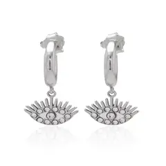 JB JOYAS BARON - Aros de Plata Esterlina 925 Argollas Ojo Circonita