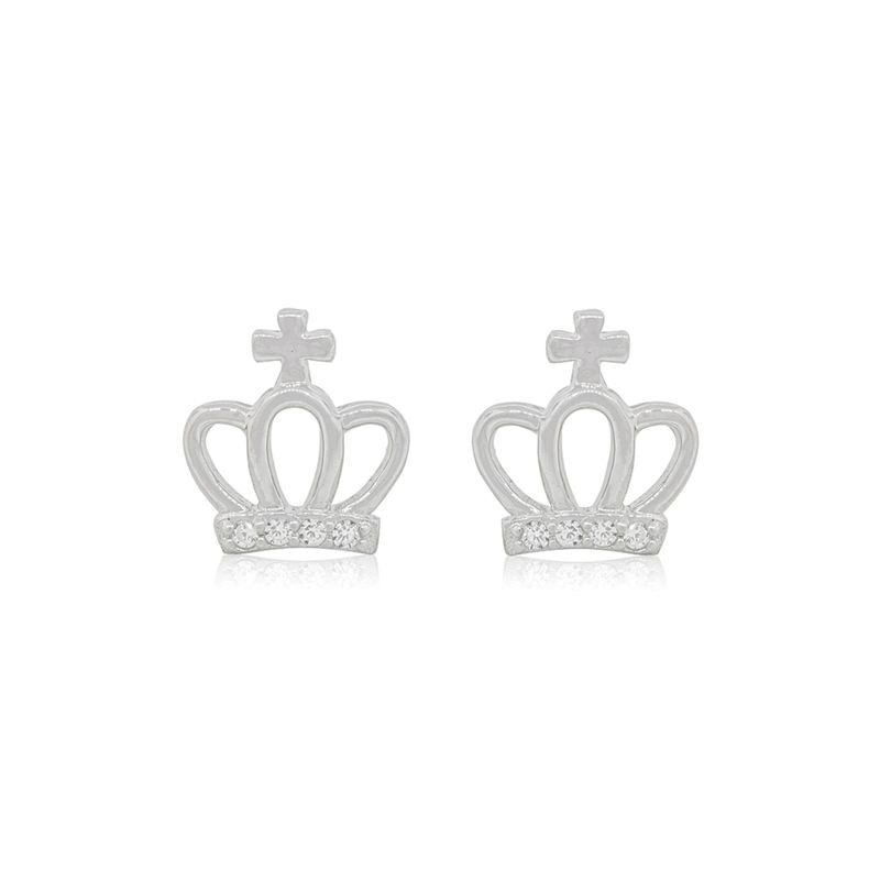 JB JOYAS BARON - Aros de Plata Esterlina 925 Corona Cruz