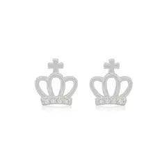 JB JOYAS BARON - Aros de Plata Esterlina 925 Corona Cruz