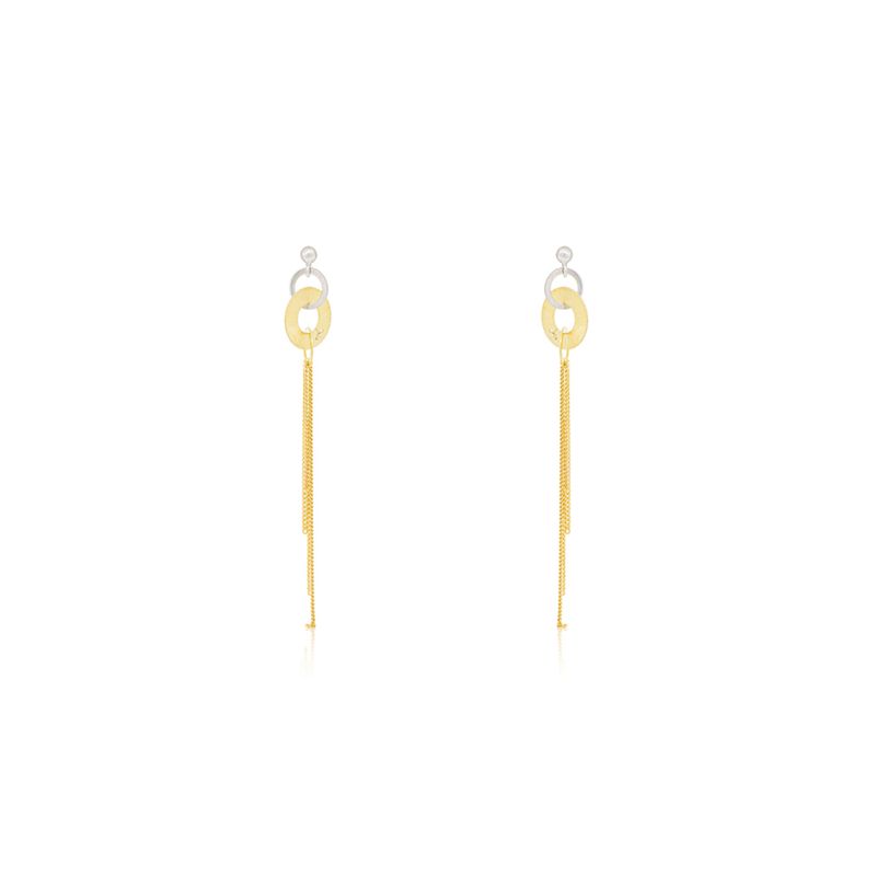 JB JOYAS BARON - Aros de Plata Esterlina 925 Cadena Bicolor