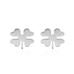 JB JOYAS BARON - Aros de Plata Esterlina 925 Trebol 4 Hojas
