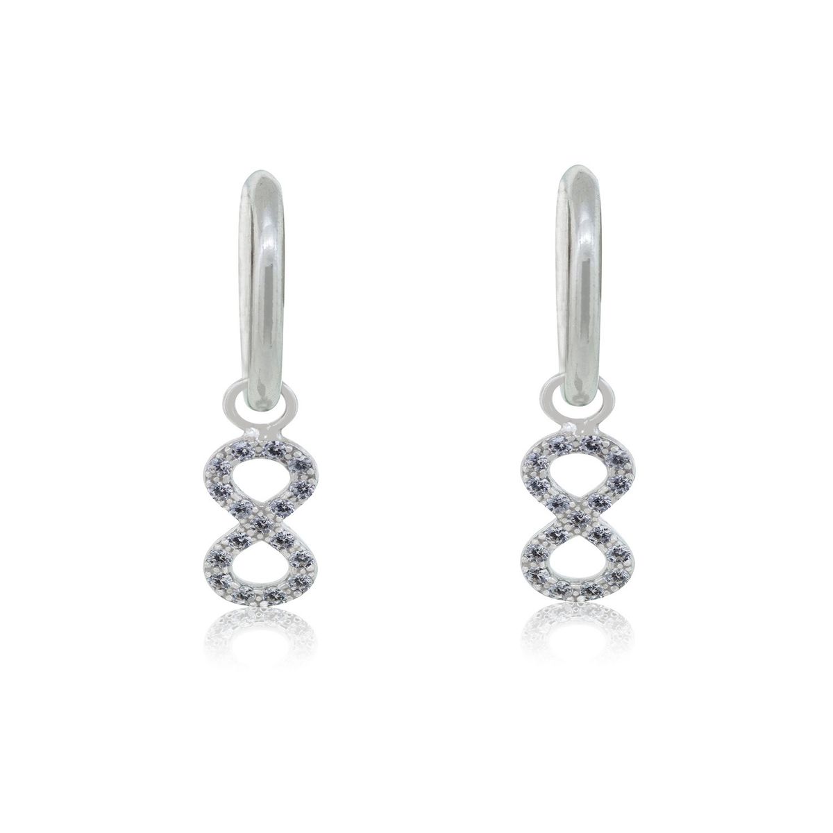 JB JOYAS BARON - Aros de Plata Esterlina 925 Argollas Infinito Circonitas