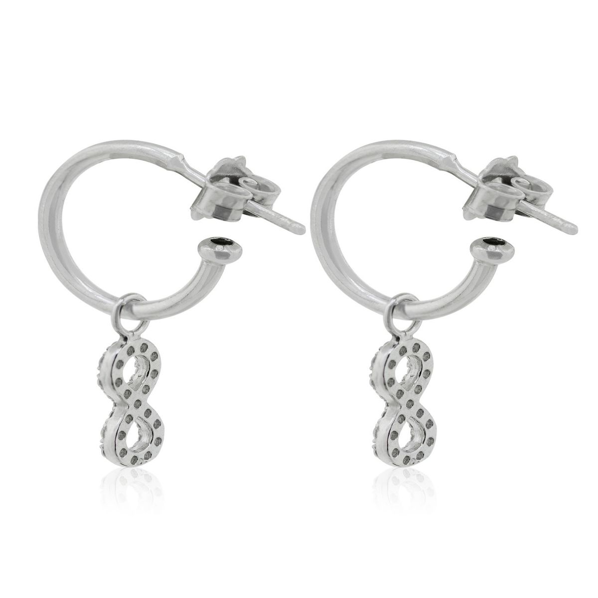 JB JOYAS BARON - Aros de Plata Esterlina 925 Argollas Infinito Circonitas