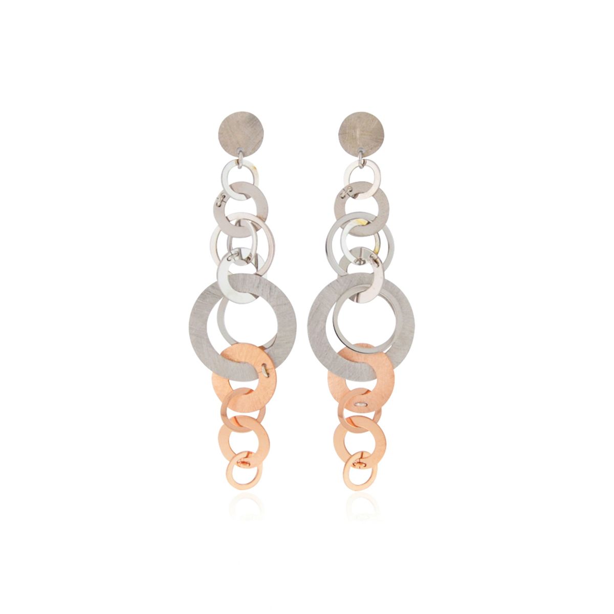 JB JOYAS BARON - Aros de Plata Esterlina 925 Discos Bicolor Revestido en Oro 18kt