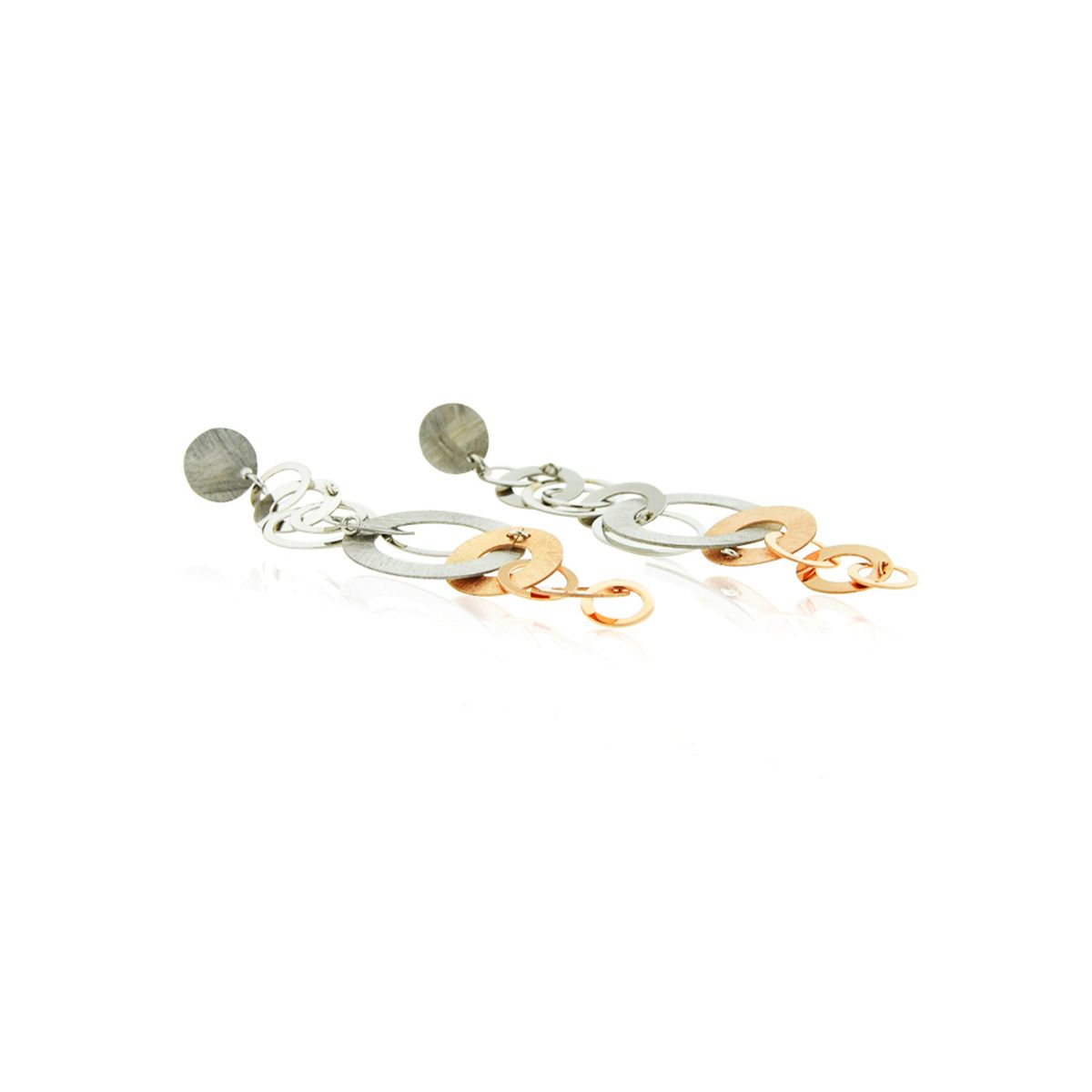 JB JOYAS BARON - Aros de Plata Esterlina 925 Discos Bicolor Revestido en Oro 18kt