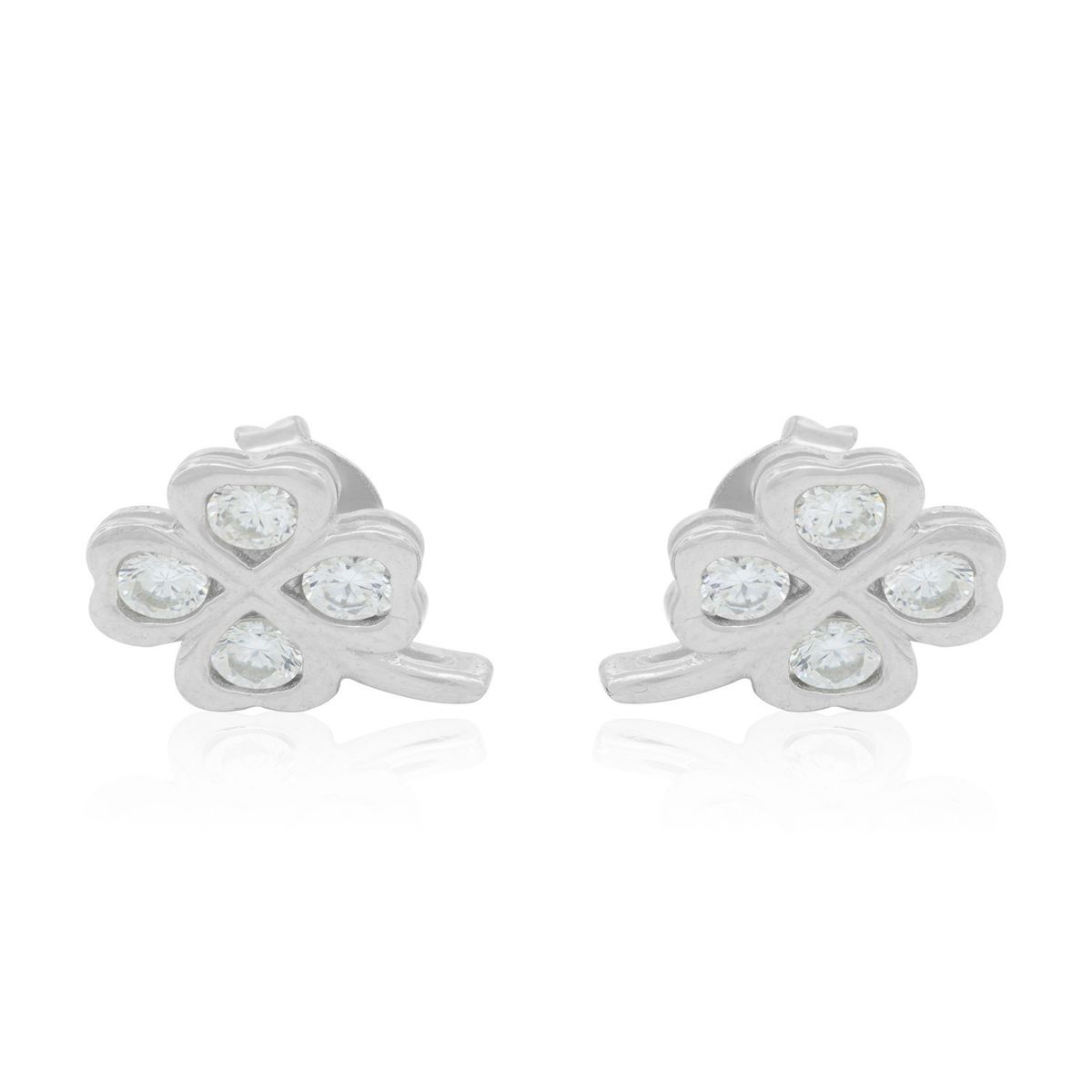 JB JOYAS BARON - Aros de Plata Esterlina 925 Trebol Circon