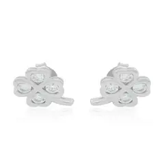 JB JOYAS BARON - Aros de Plata Esterlina 925 Trebol Circon
