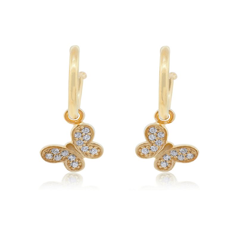 JB JOYAS BARON - Aros de Plata Esterlina 925 Argollas Mariposa Revestido en Oro 18kt