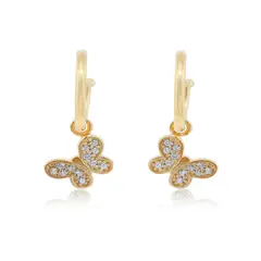 JB JOYAS BARON - Aros de Plata Esterlina 925 Argollas Mariposa Revestido en Oro 18kt