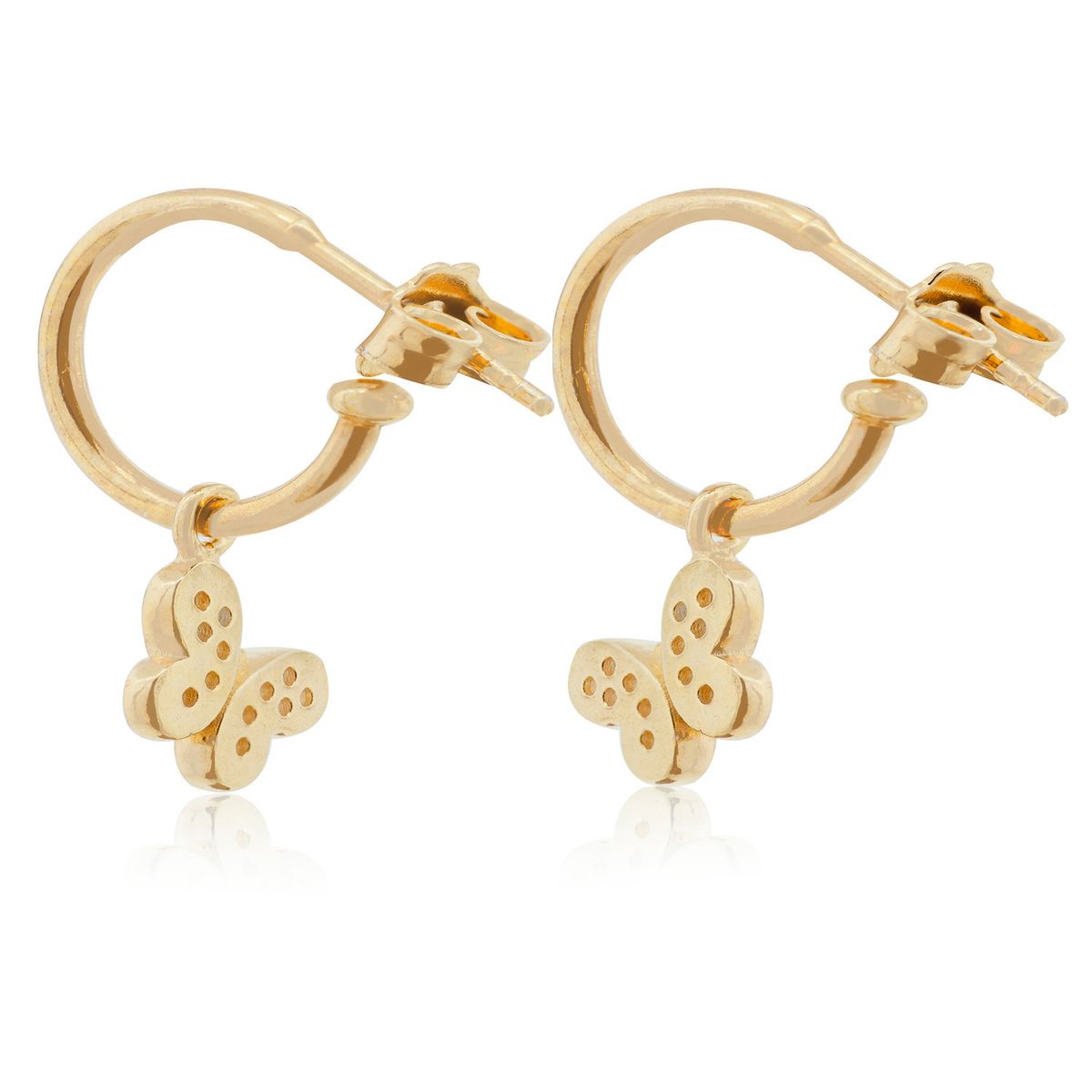 JB JOYAS BARON - Aros de Plata Esterlina 925 Argollas Mariposa Revestido en Oro 18kt