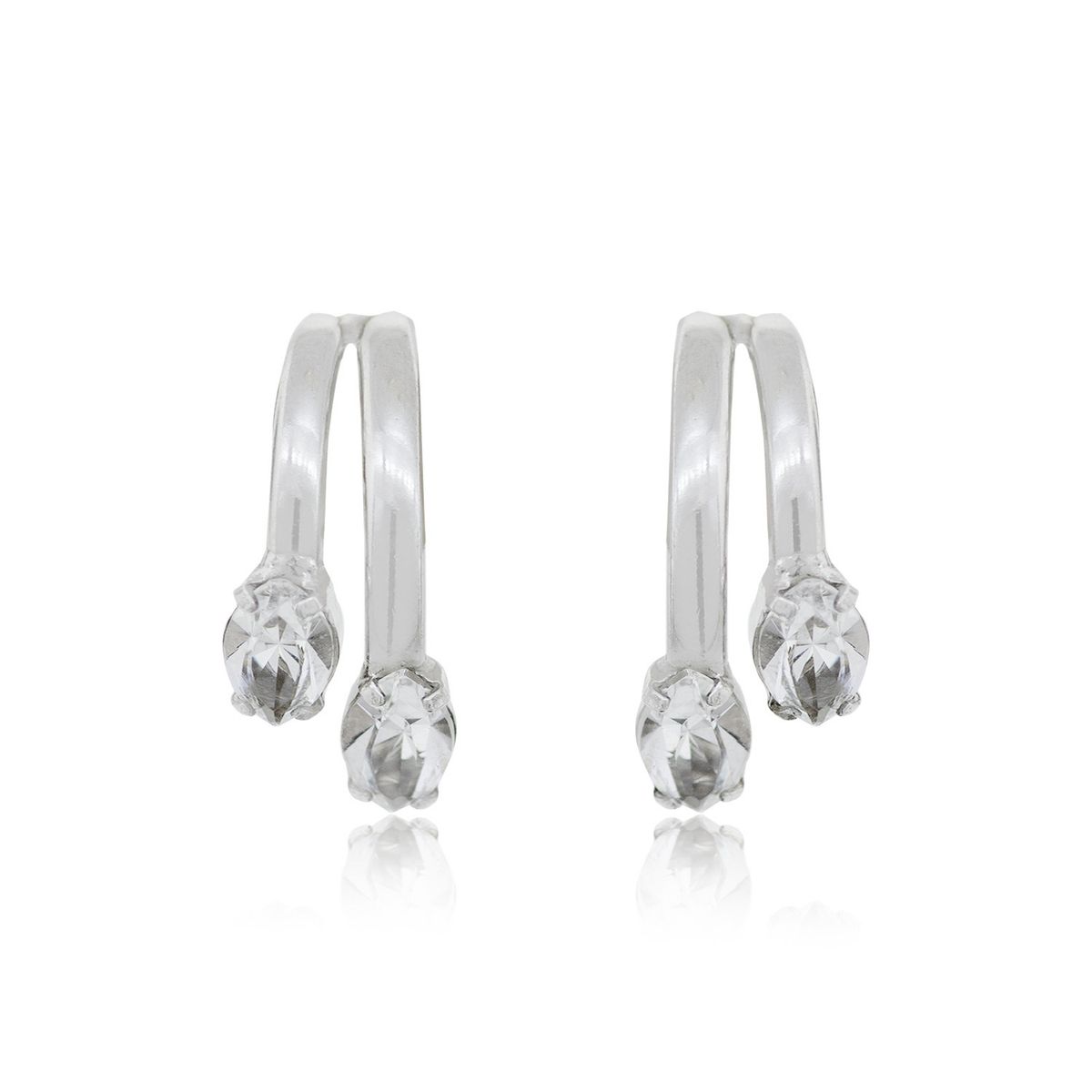 JB JOYAS BARON - Aros de Plata Esterlina 925 Argollas Doble Circon