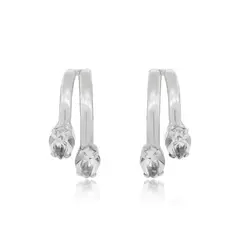 JB JOYAS BARON - Aros de Plata Esterlina 925 Argollas Doble Circon