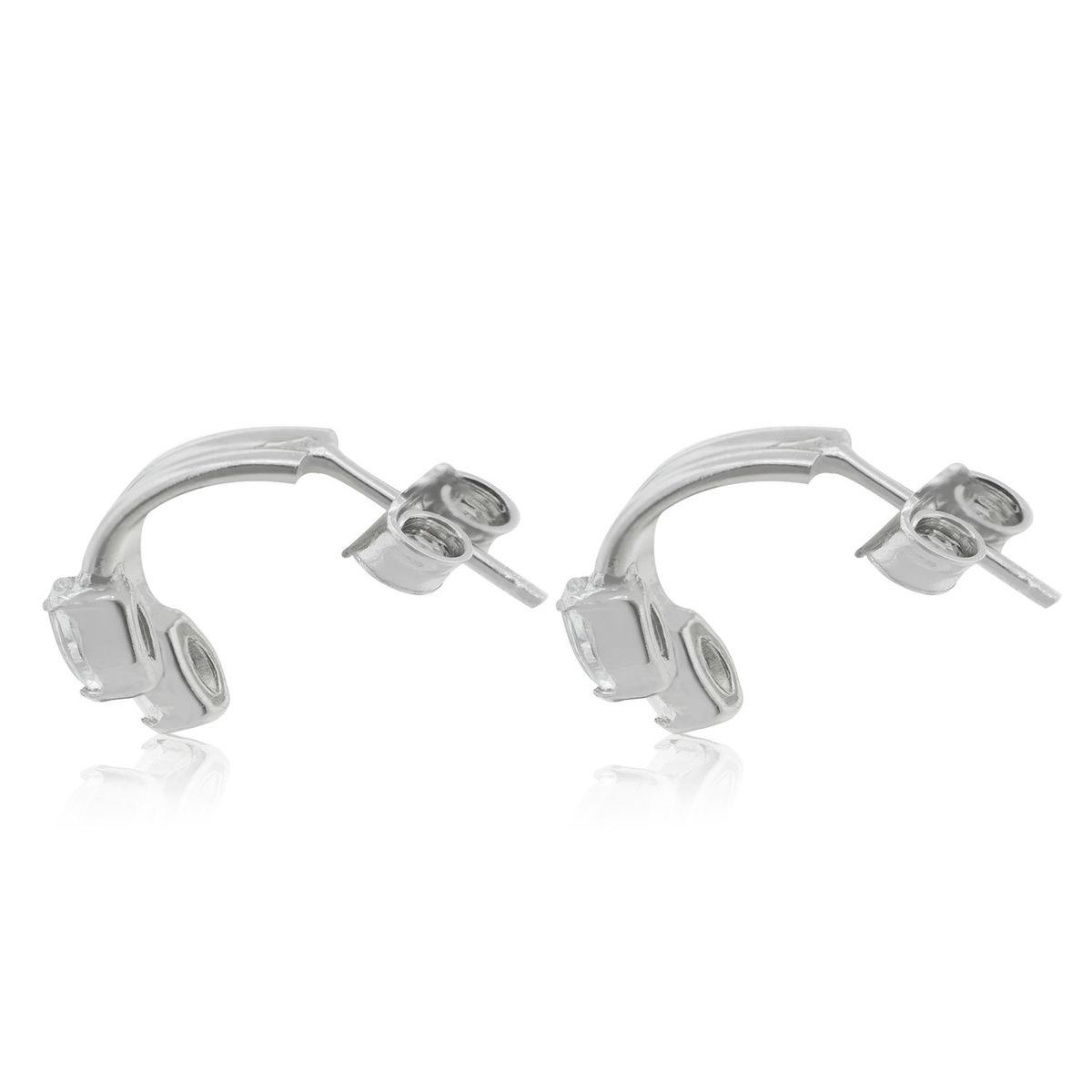 JB JOYAS BARON - Aros de Plata Esterlina 925 Argollas Doble Circon