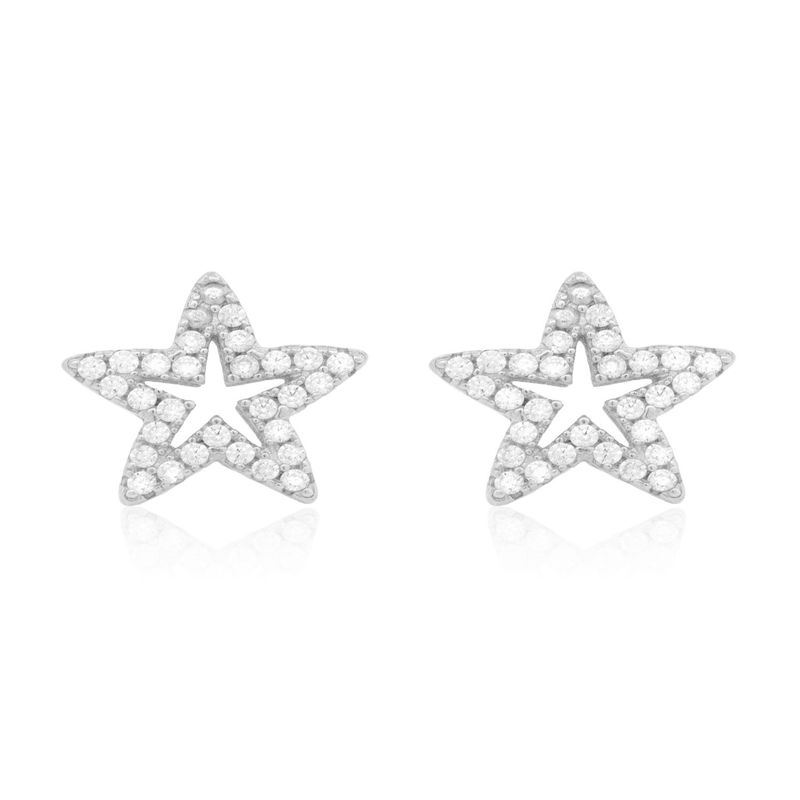 JB JOYAS BARON - Aros de Plata Esterlina 925 Estrella Circon