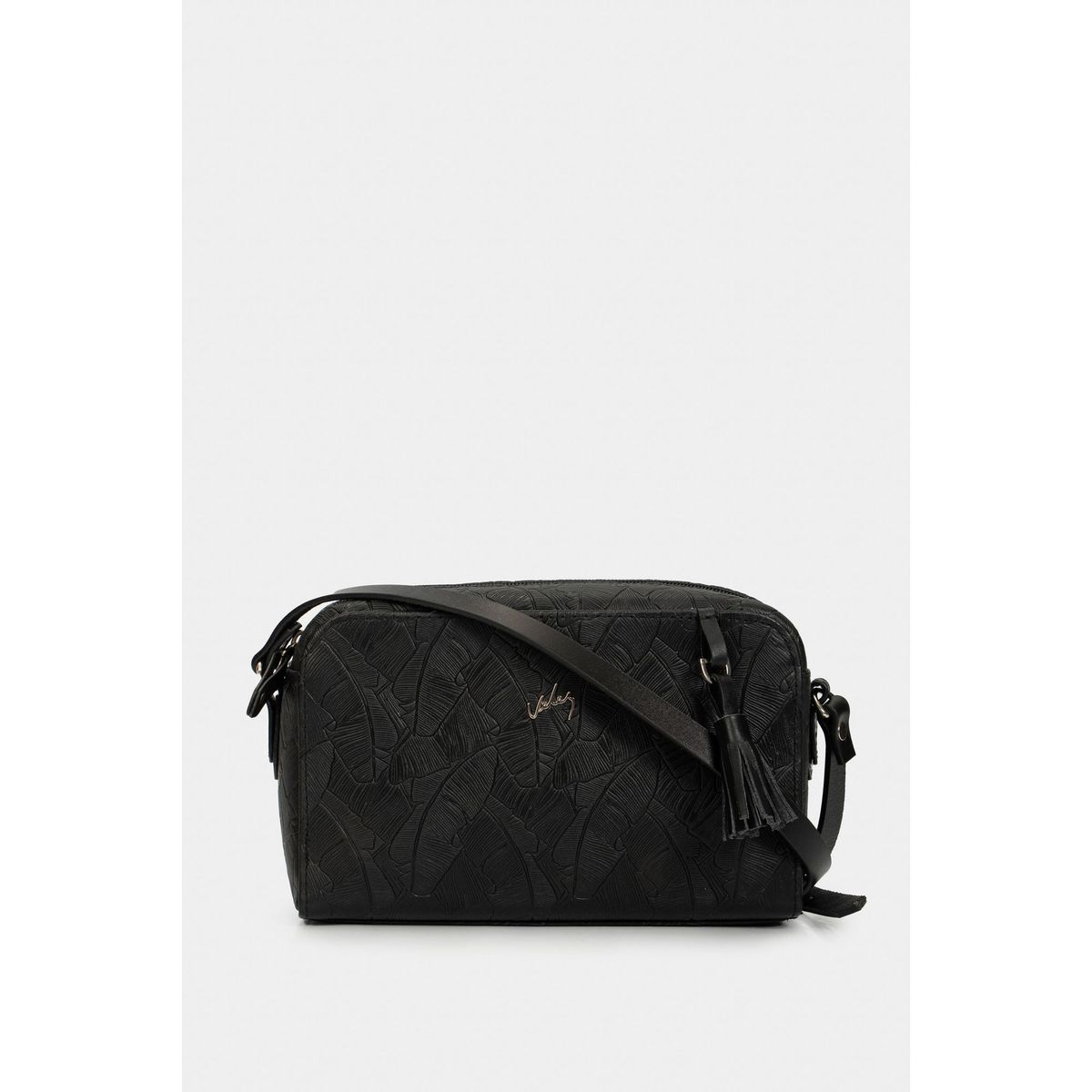 VELEZ - Vélez Bandolera Verona Cuero Mujer Grabado Palmera Negro