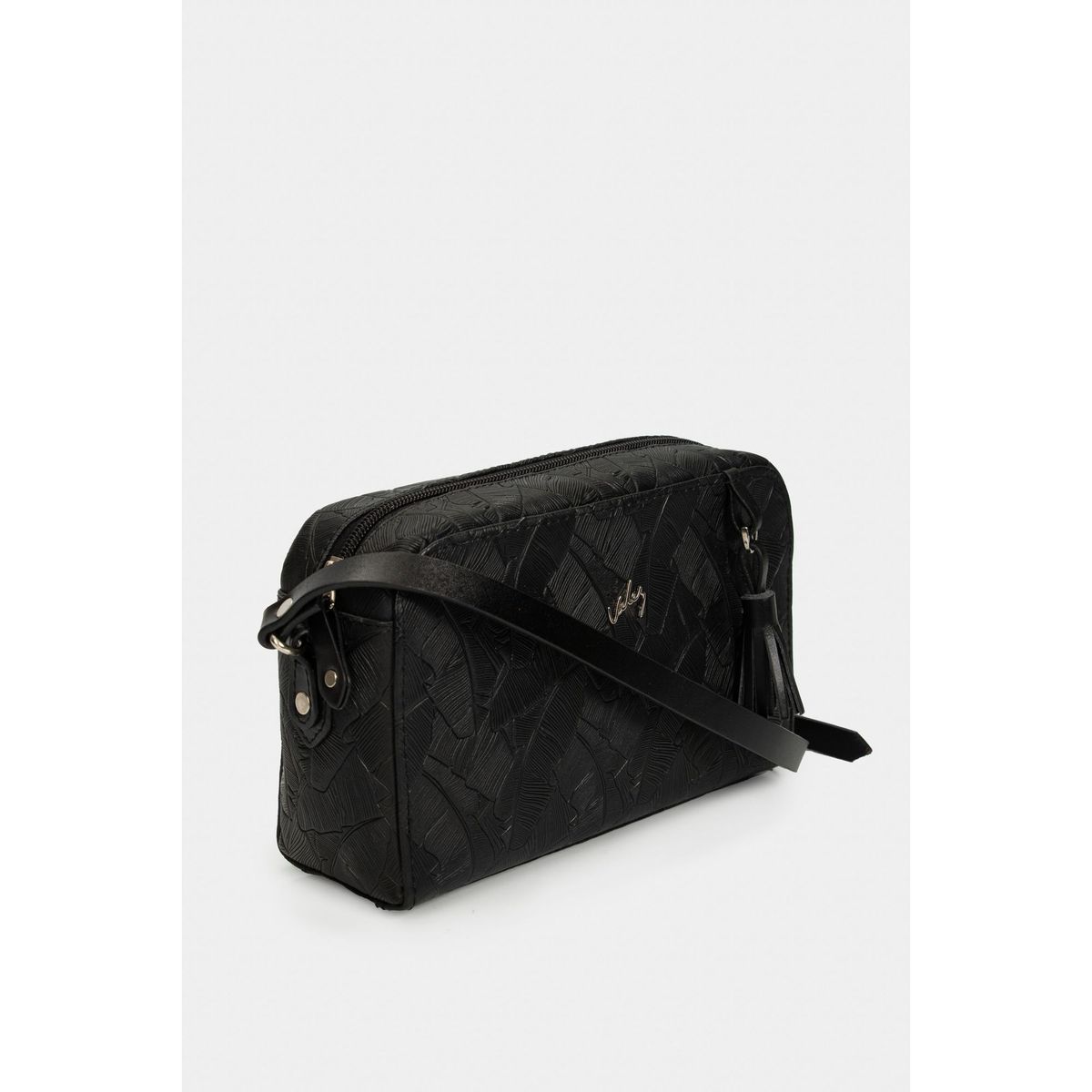 VELEZ - Vélez Bandolera Verona Cuero Mujer Grabado Palmera Negro