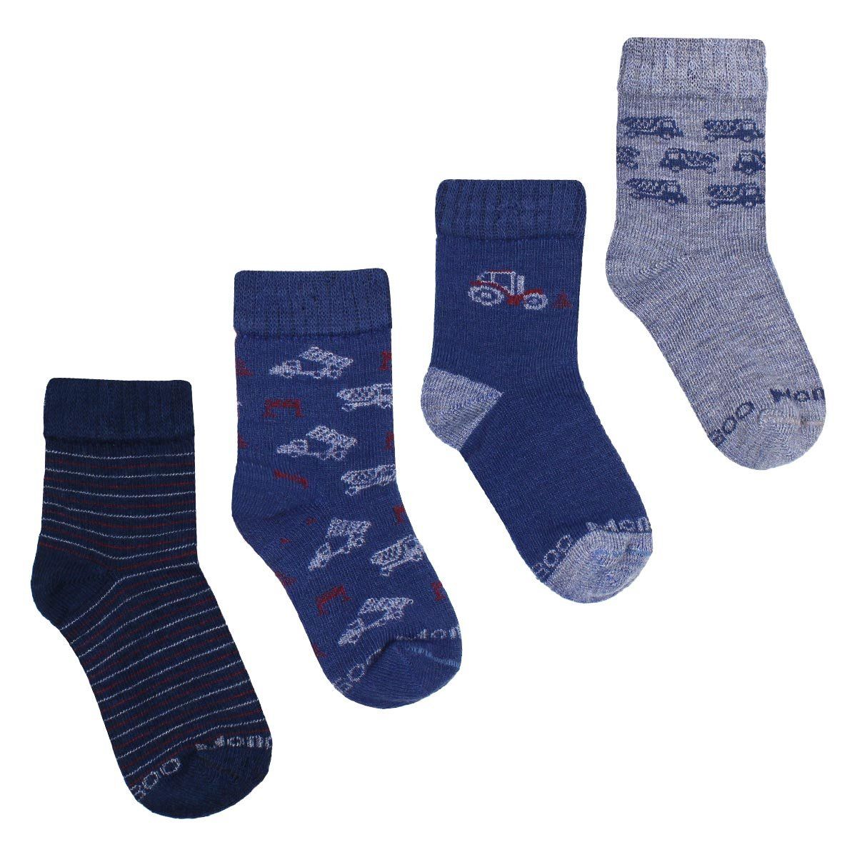 MONARCH - 4 Pares Calcetín Bamboo 2/4 Tractor Azul