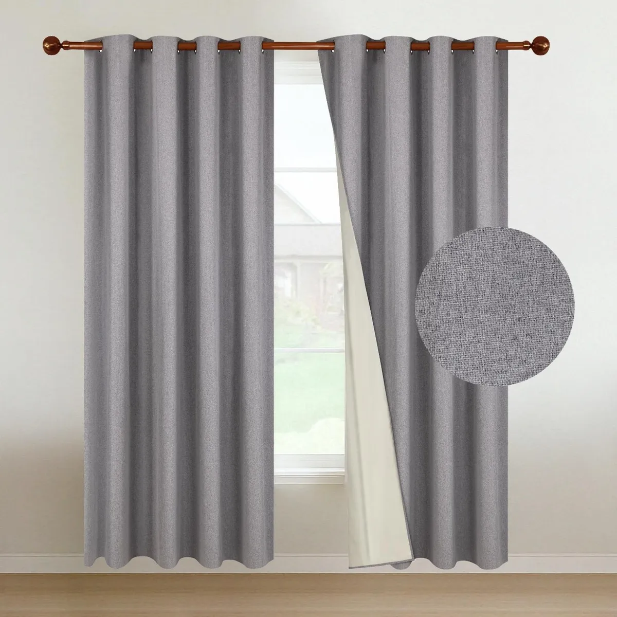 CASATUA - Cortina 100% Blackout Engomada Termica Casatua Set de 2 - Gris