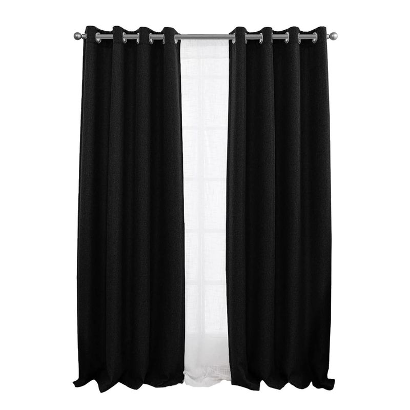 CASATUA - Cortina 100% Blackout Engomada Termica Casatua Set de 2 - Negro