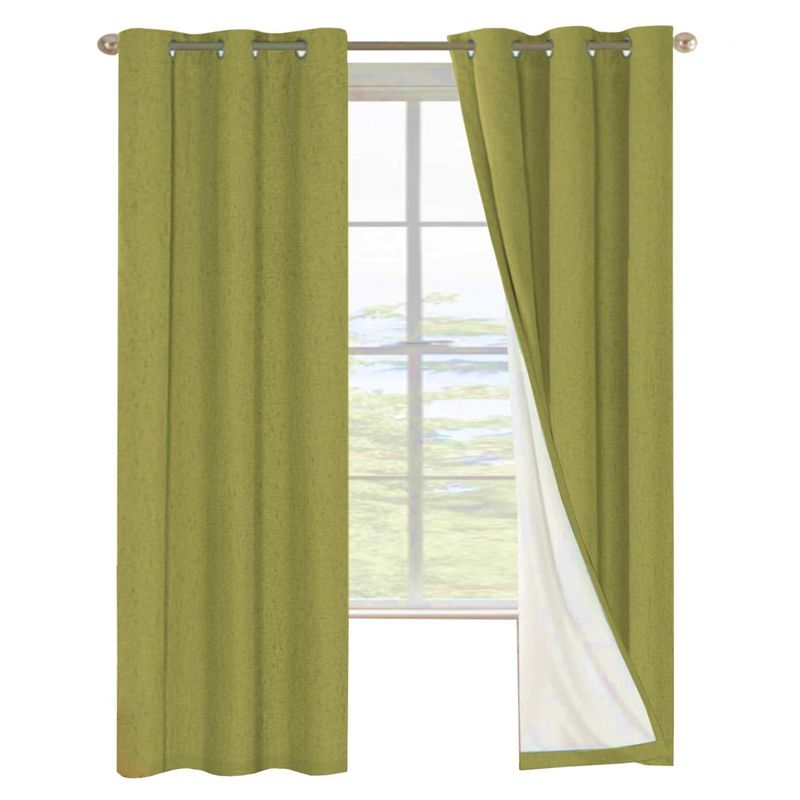 CASATUA - Cortina 100% Blackout Engomada Termica Casatua Set de 2 - Verde