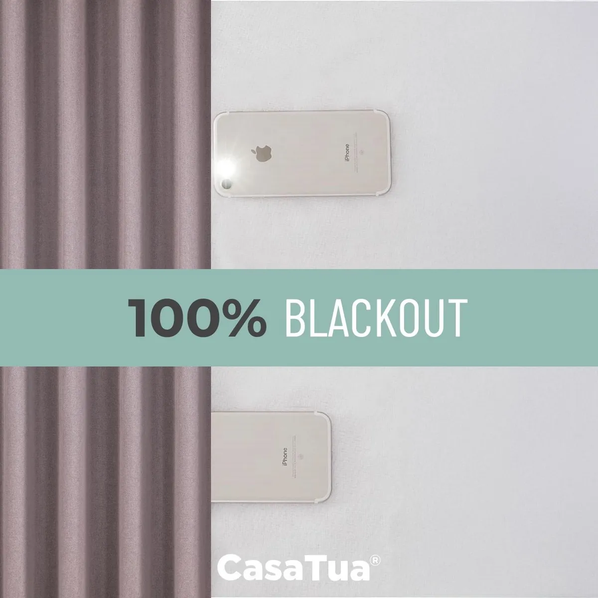 CASATUA - Cortina 100% Blackout Engomada Termica Casatua Set de 2 - Rosa