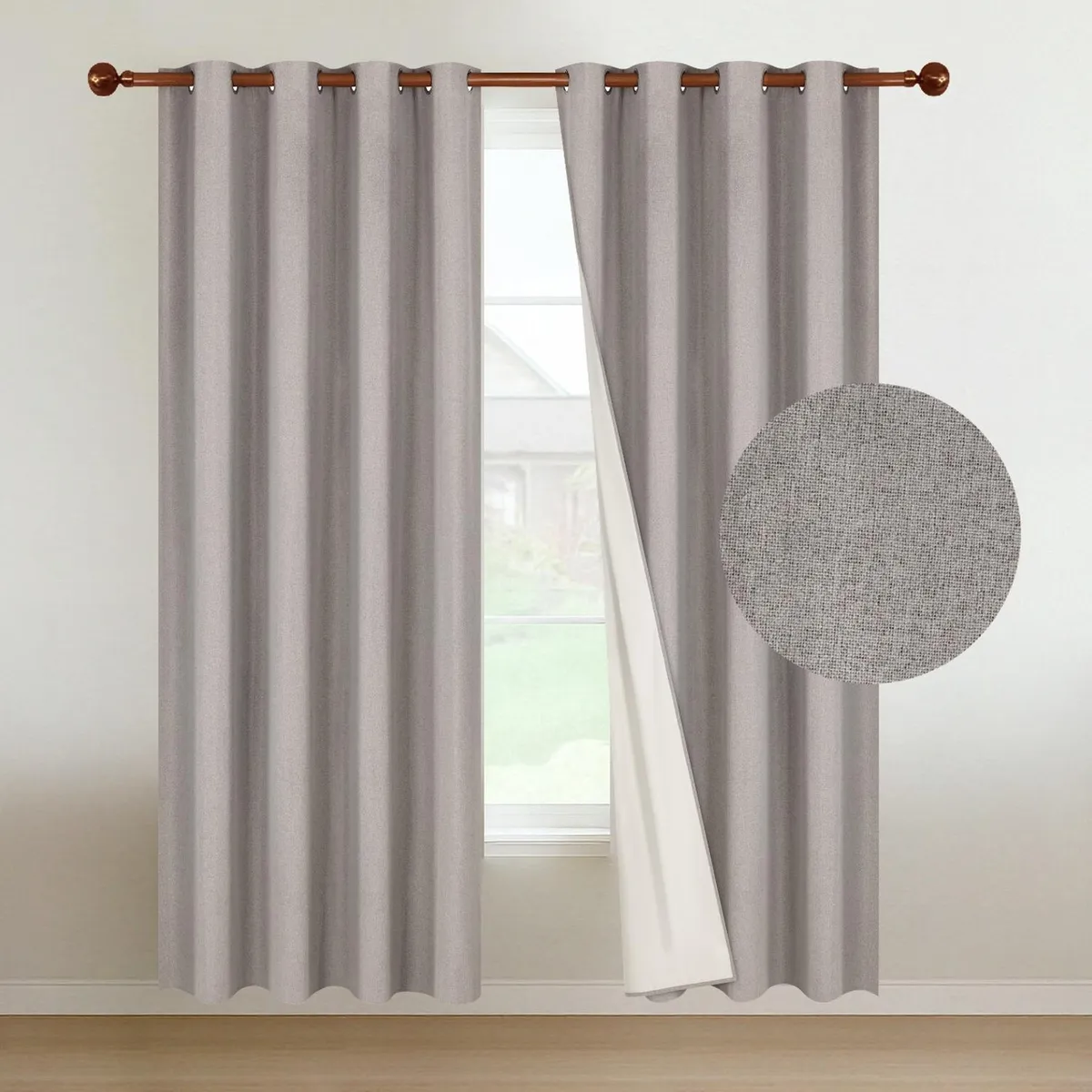 CASATUA - Cortina 100% Blackout Engomada Termica Casatua Set de 2 - Beige