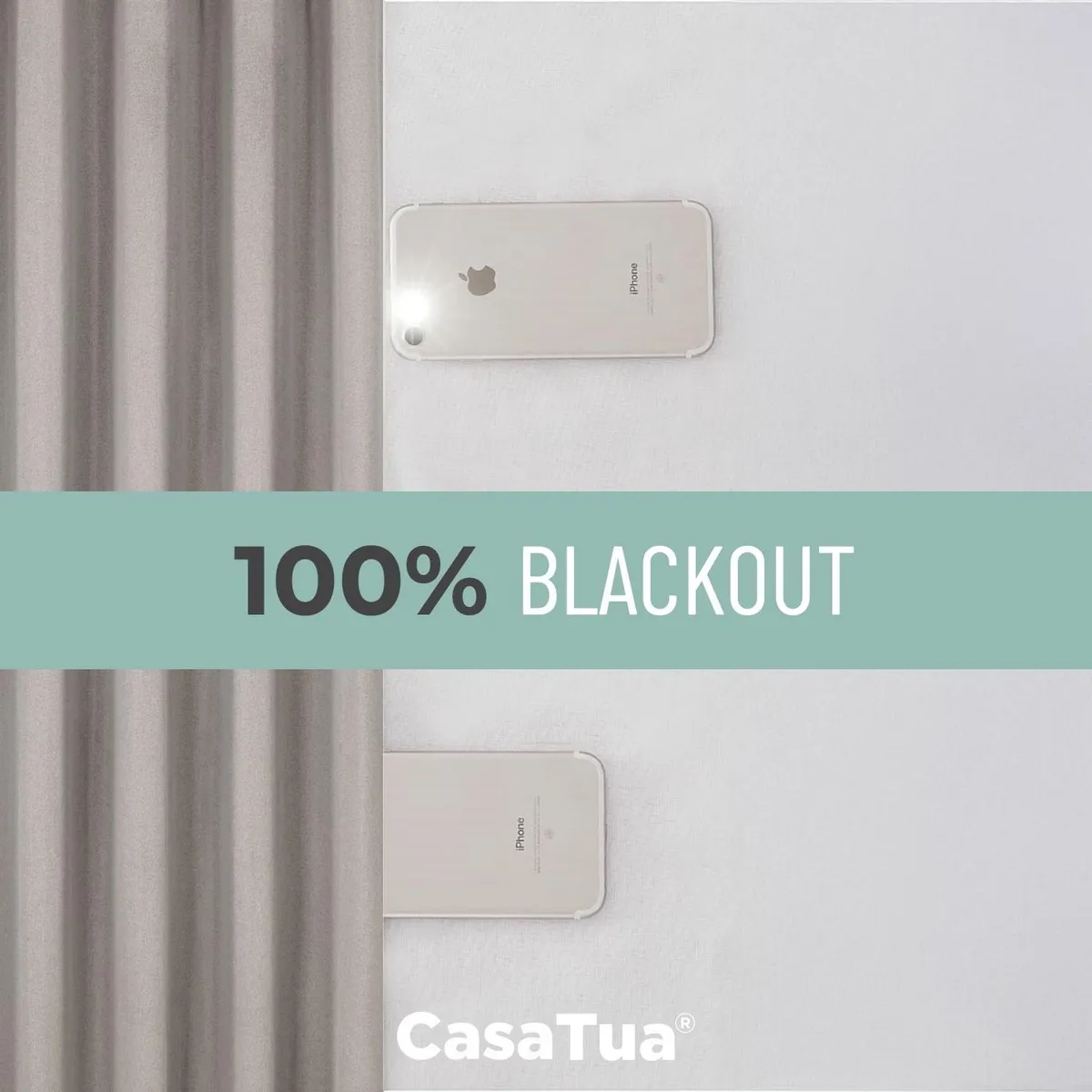 CASATUA - Cortina 100% Blackout Engomada Termica Casatua Set de 2 - Beige