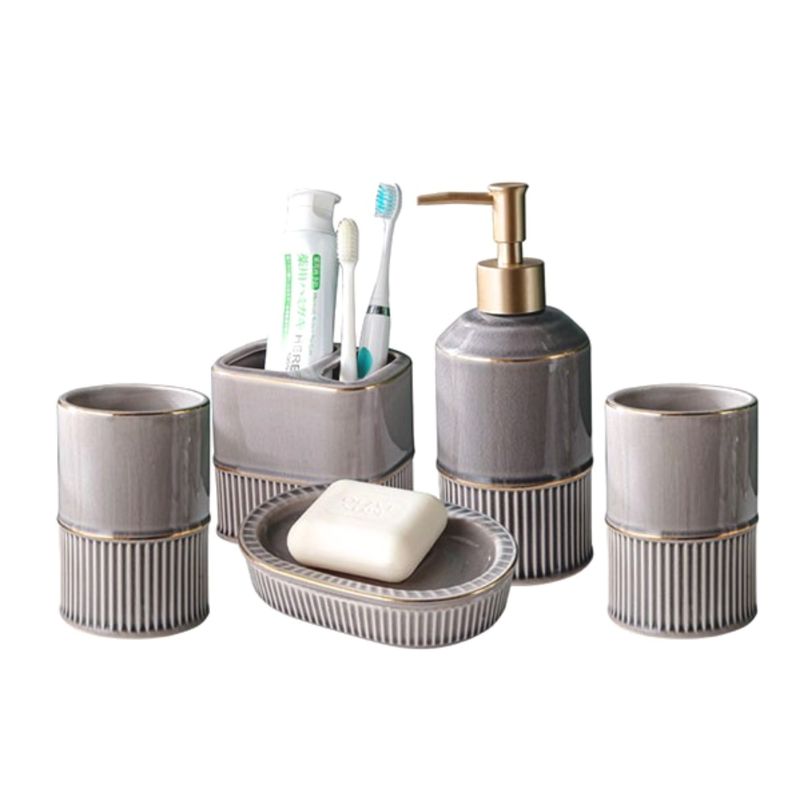 SANTU HOME & DECO - Set de Baño Ceramica Juego 5 Piezas