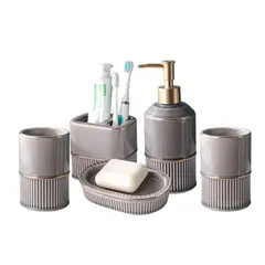 SANTU HOME & DECO - Set de Baño Ceramica Juego 5 Piezas