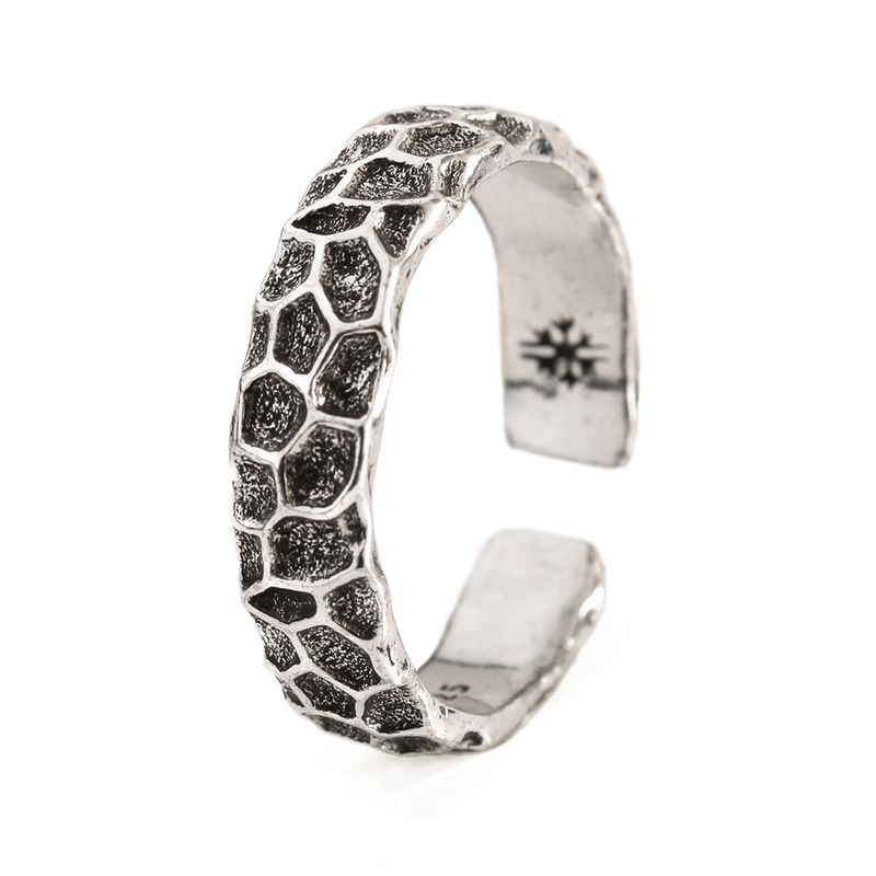 MILLAM - Anillo de Hombre Ajustable con Textura Piedra Negro Envejecido