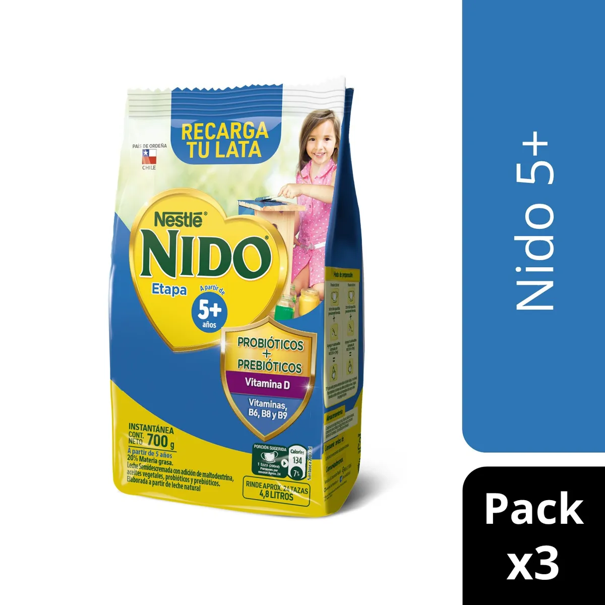NESTLE - Leche En Polvo Nido® Etapa 5+ 700g Pack X3