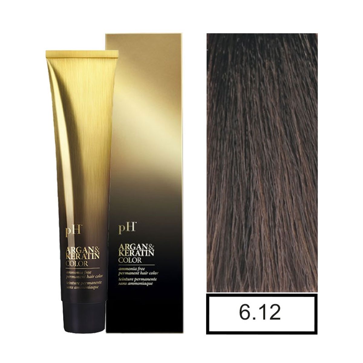 PH - Tinte Permanente Sin Amoníaco 6.12 Rubio Oscuro Perla PH + Oxidante.