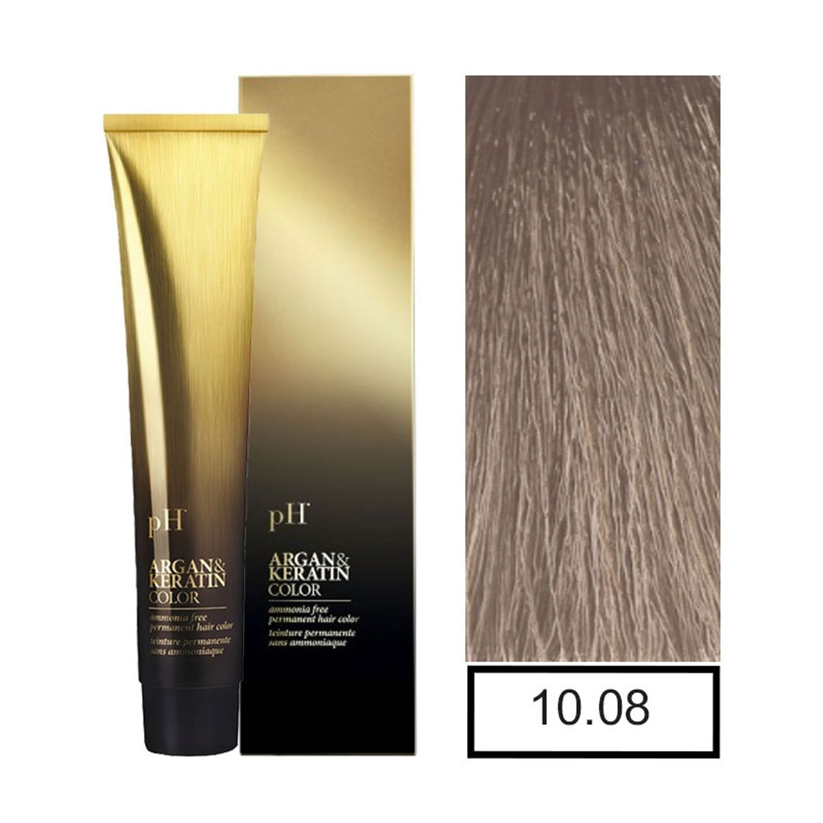 PH - Tinte Permanente Sin Amoníaco 10.08 Rubio Platino Natural Perla PH+ Oxidante.