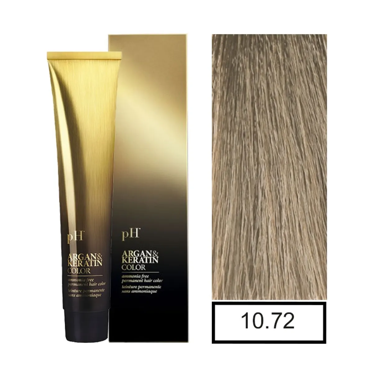 PH - Tinte Permanente Sin Amoníaco 10.72 Rubio Platino Marrón Frio PH+ Oxidante.