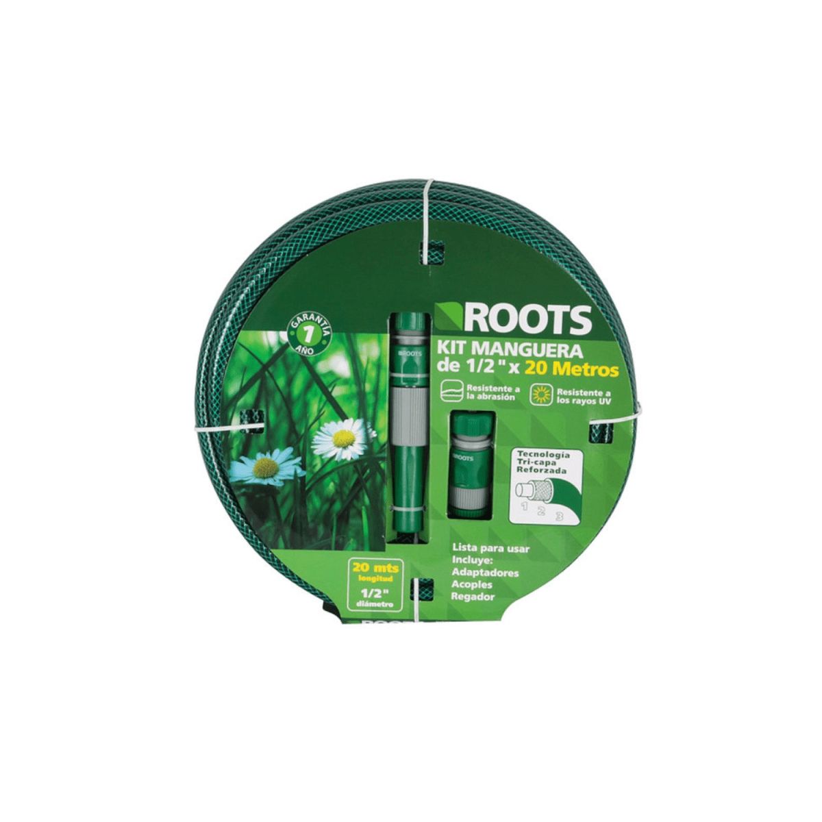 ROOTS - Manguera verde 1/2''  - 20 Metros + acoplos  - Roots