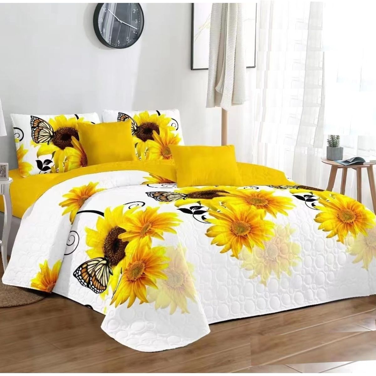 GENERICO - cubrecama DISEÑO GIRASOL KING TELA QUILT DE VERANO  TF