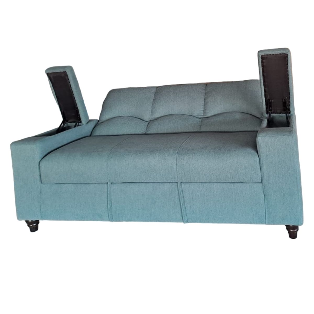 MUEBLERIA LATINA - SOFA CAMA BAUL 2 PZ DECO LINO TURQUEZA
