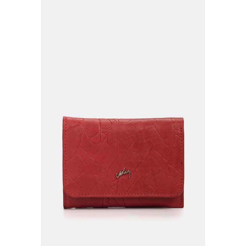 VELEZ - Vélez Billetera Colory Cuero Mujer Grabado Palmeras Rojo