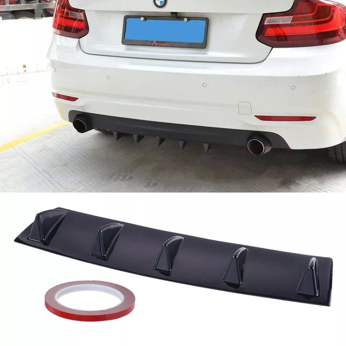 GENERICO - Difusor de parachoques trasero de autos negro brillante