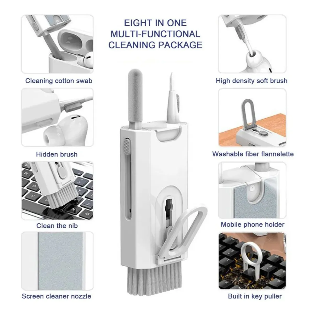 GENERICO - Kit Lapiz Limpiador Para AirPods Multifuncional 8 En 1