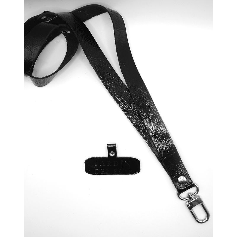 JARDIN DEL ESTE - Lanyard cuero Negro Charol Jardín del Este