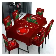 GENERICO - Set Navideño Fundas Sillas 6 +mantel Navidad 220x150cm Diseñ
