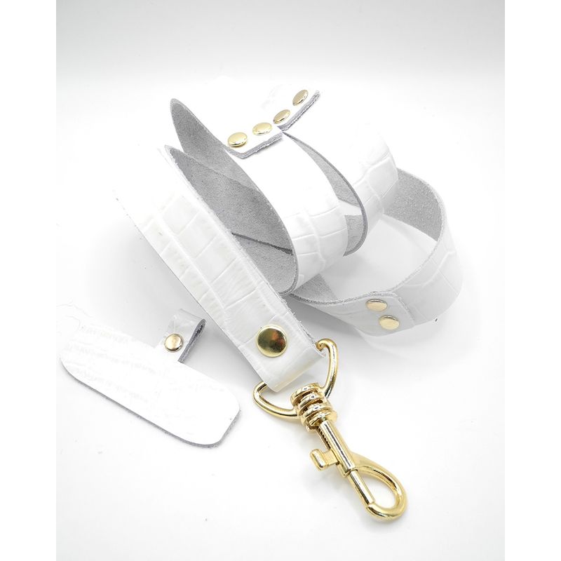 JARDIN DEL ESTE - Lanyard cuero Blanco textura Jardín del Este