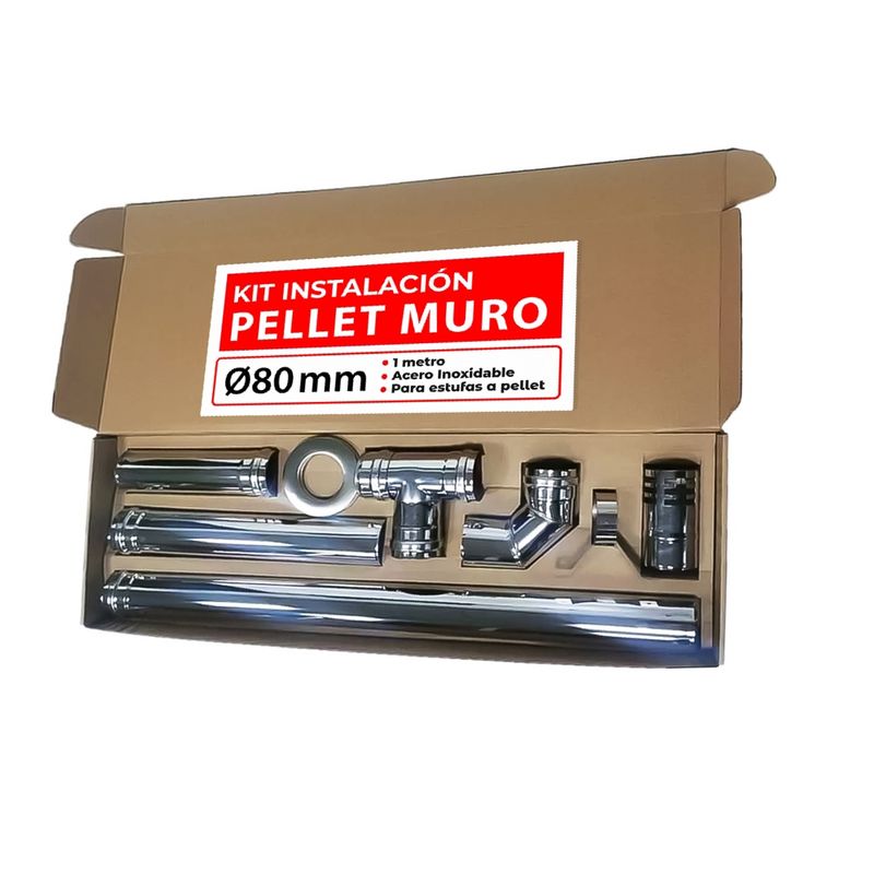 GENERICO - Kit Instalación Estufa A Pellet Inox Muro 80mm